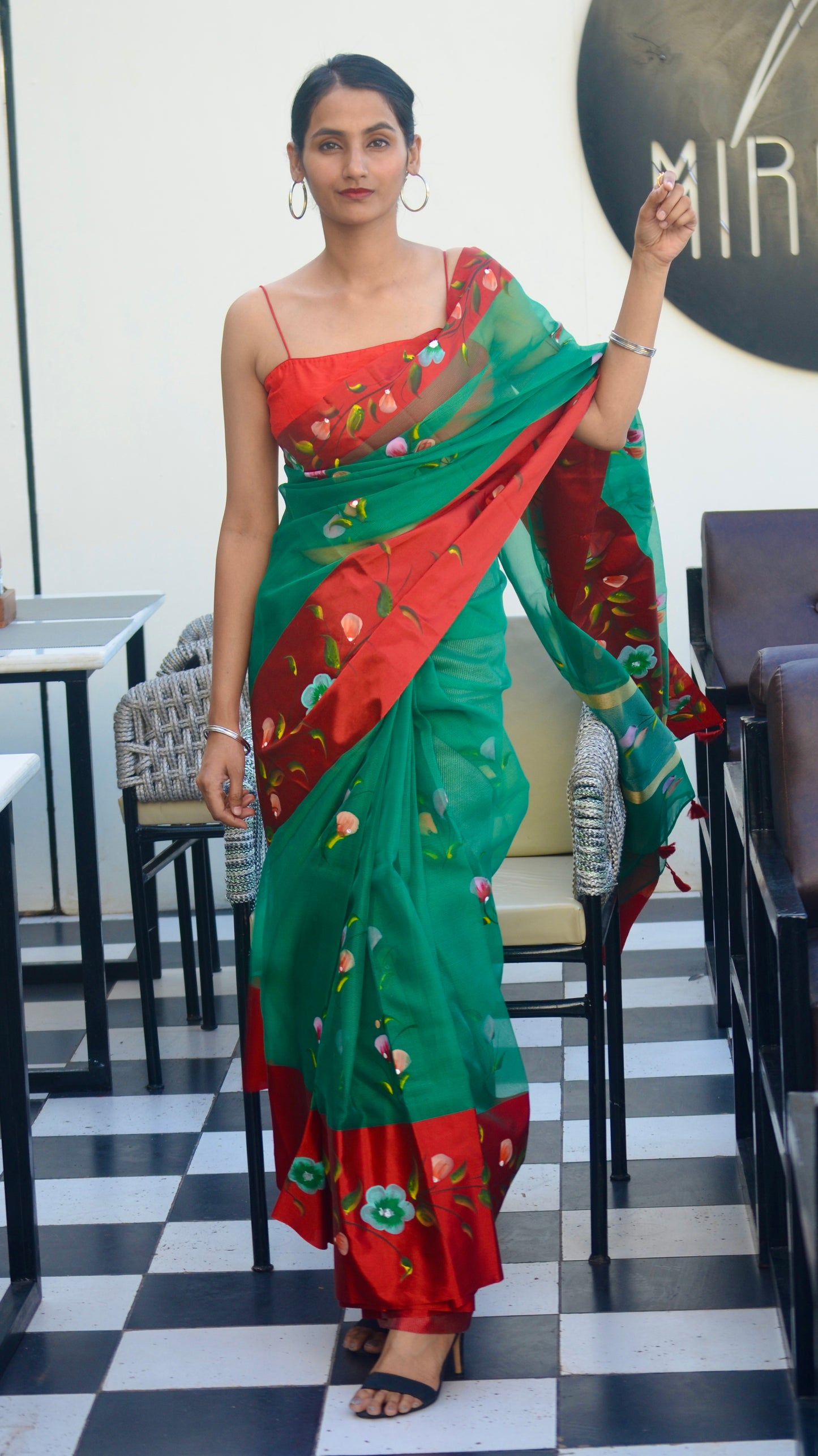 Forest Flame Saree