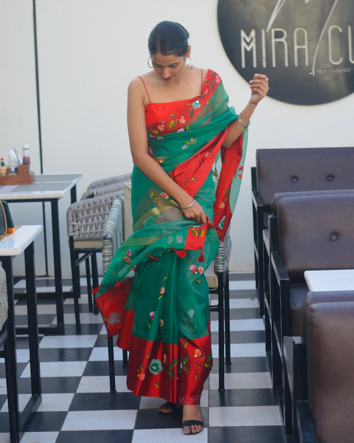 Forest Flame Saree