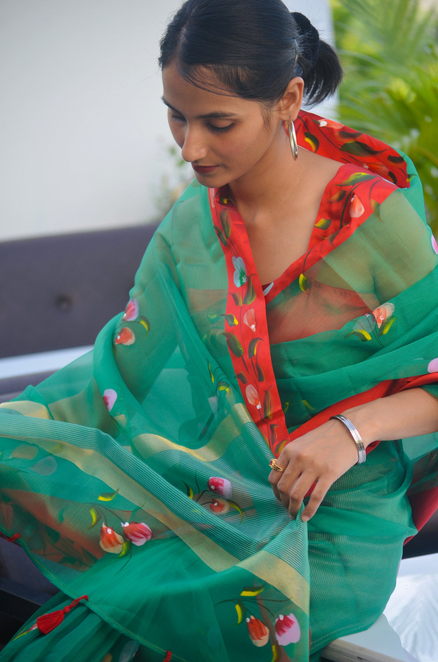 Forest Flame Saree