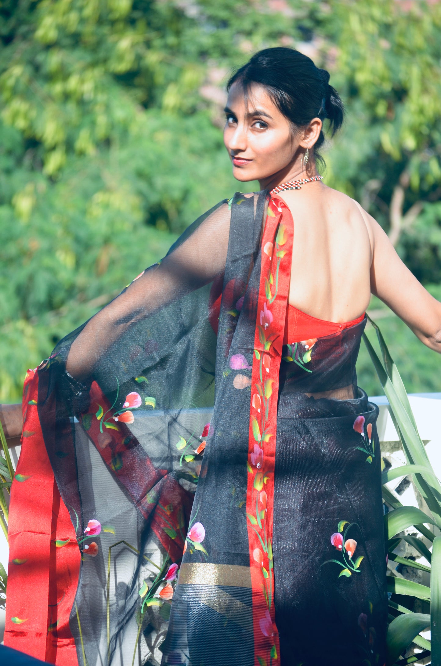 Crimson Charcoal Saree