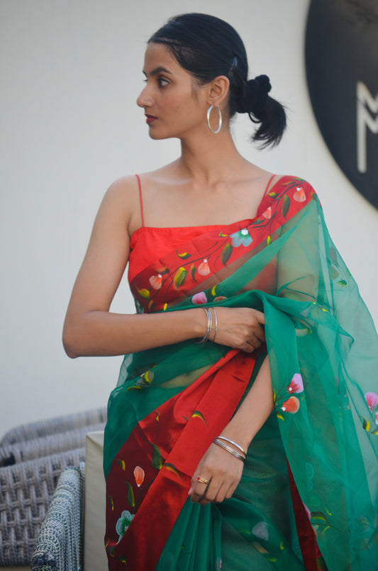 Forest Flame Saree